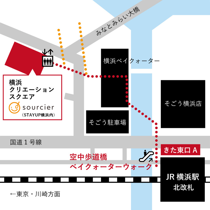 STAYUP横浜店へのアクセスマップ